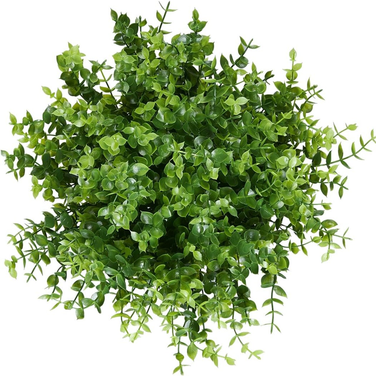 8 Bundles Artificial Eucalyptus & Boxwood Shrubs - UV Resistant No-Fade Faux Greenery - 13" Small Fake Plants for Outdoor Hanging Planters, Porch, Garden, Patio & Indoor Home Office Decor (Green)